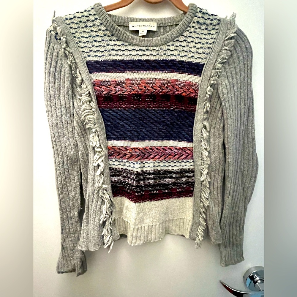 White & Warren vintage fringe sweater